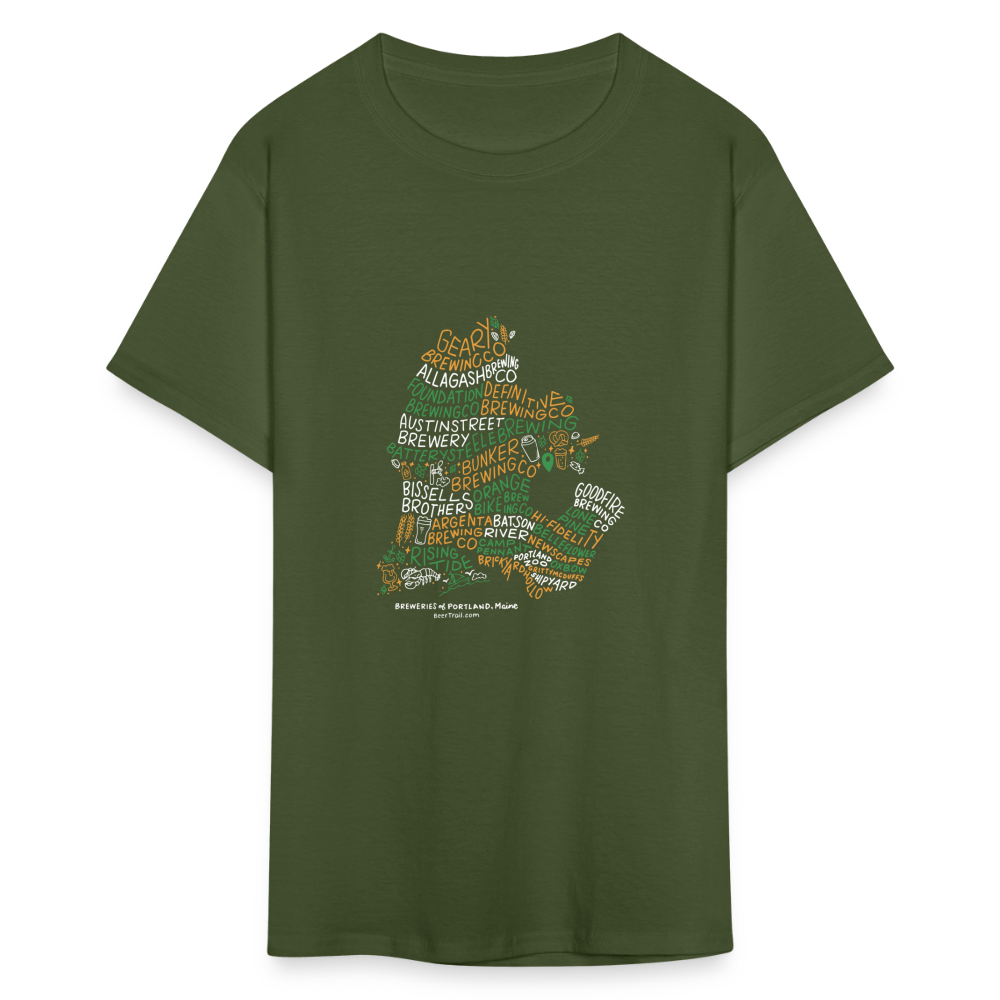 Portland Maine Brewery Hand-Lettered T-Shirt - military green