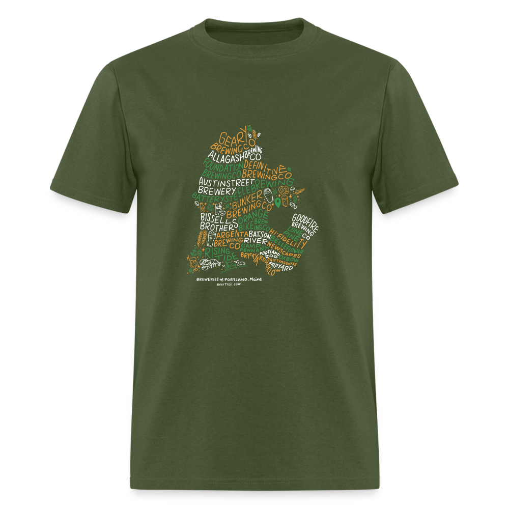 Portland Maine Brewery Hand-Lettered T-Shirt - military green