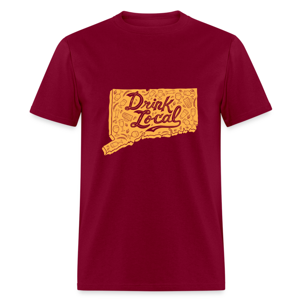 "Drink Local" CT Beer Shirt - burgundy