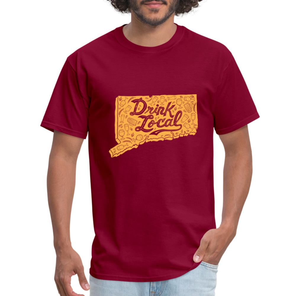 "Drink Local" CT Beer Shirt - burgundy