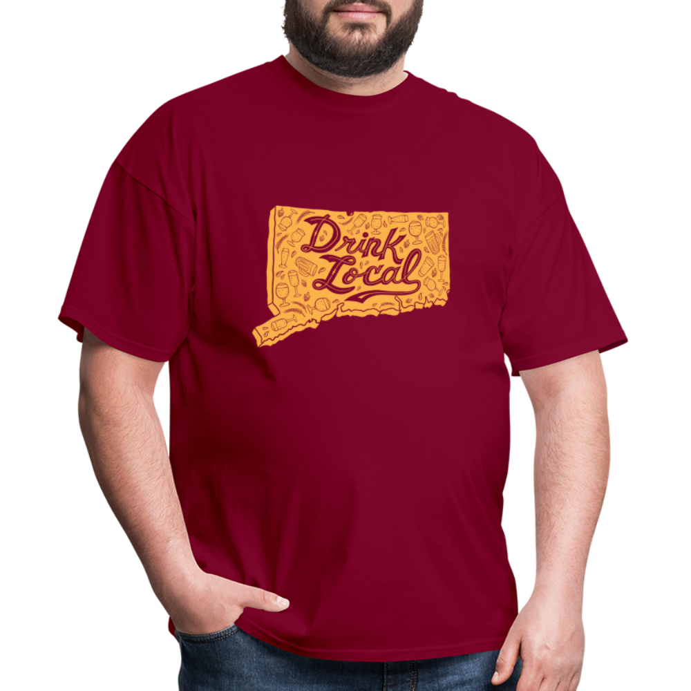 "Drink Local" CT Beer Shirt - burgundy