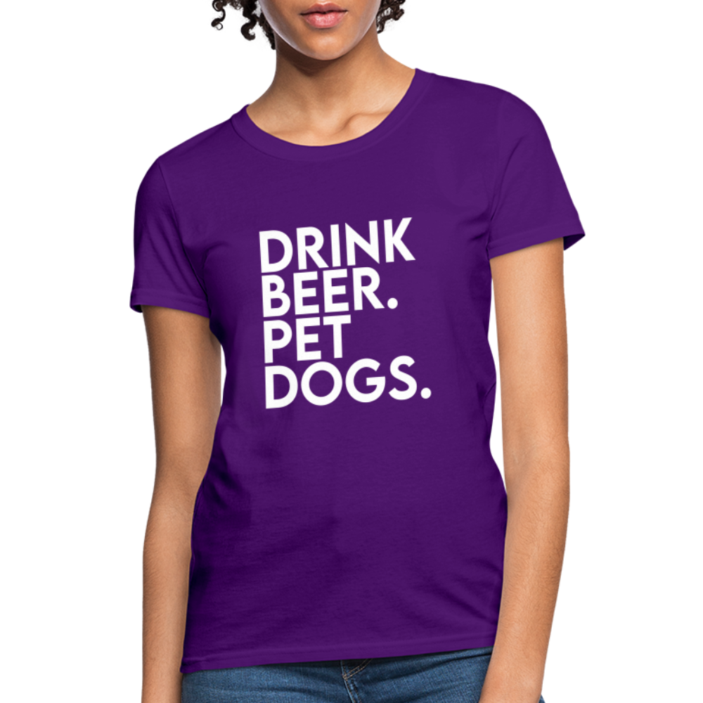 Drink Beer Pet Dogs Women's T-Shirt - purple