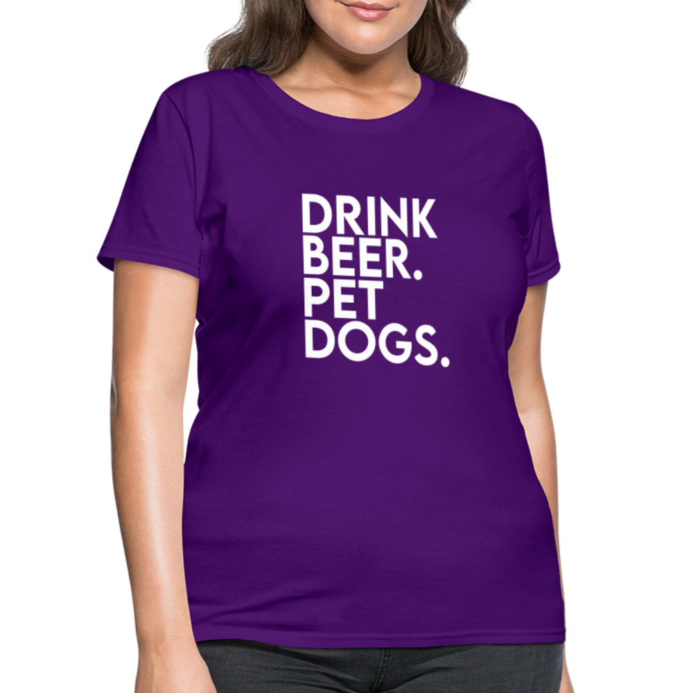 Drink Beer Pet Dogs Women's T-Shirt - purple