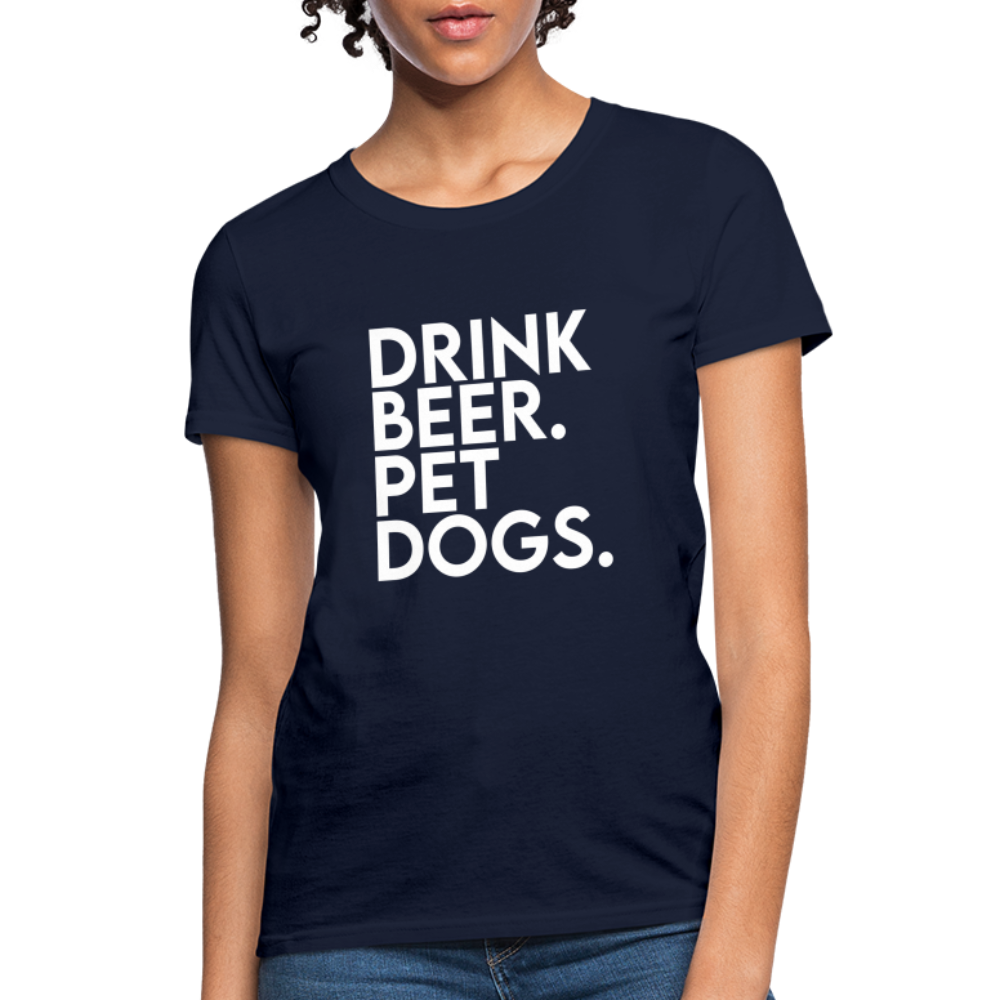 Drink Beer Pet Dogs Women's T-Shirt - navy