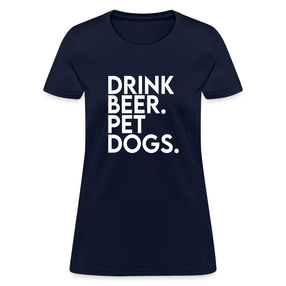 Drink Beer Pet Dogs Women's T-Shirt - navy