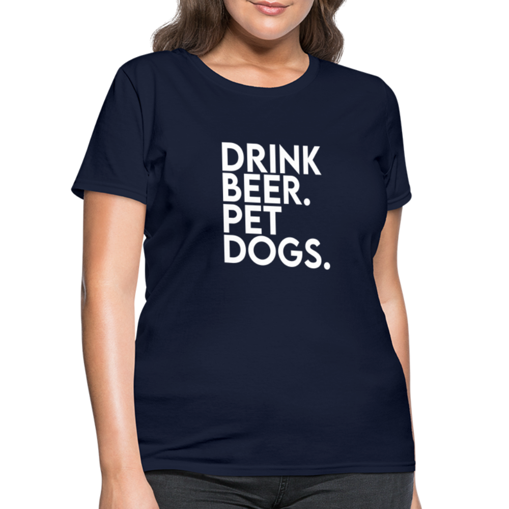 Drink Beer Pet Dogs Women's T-Shirt - navy